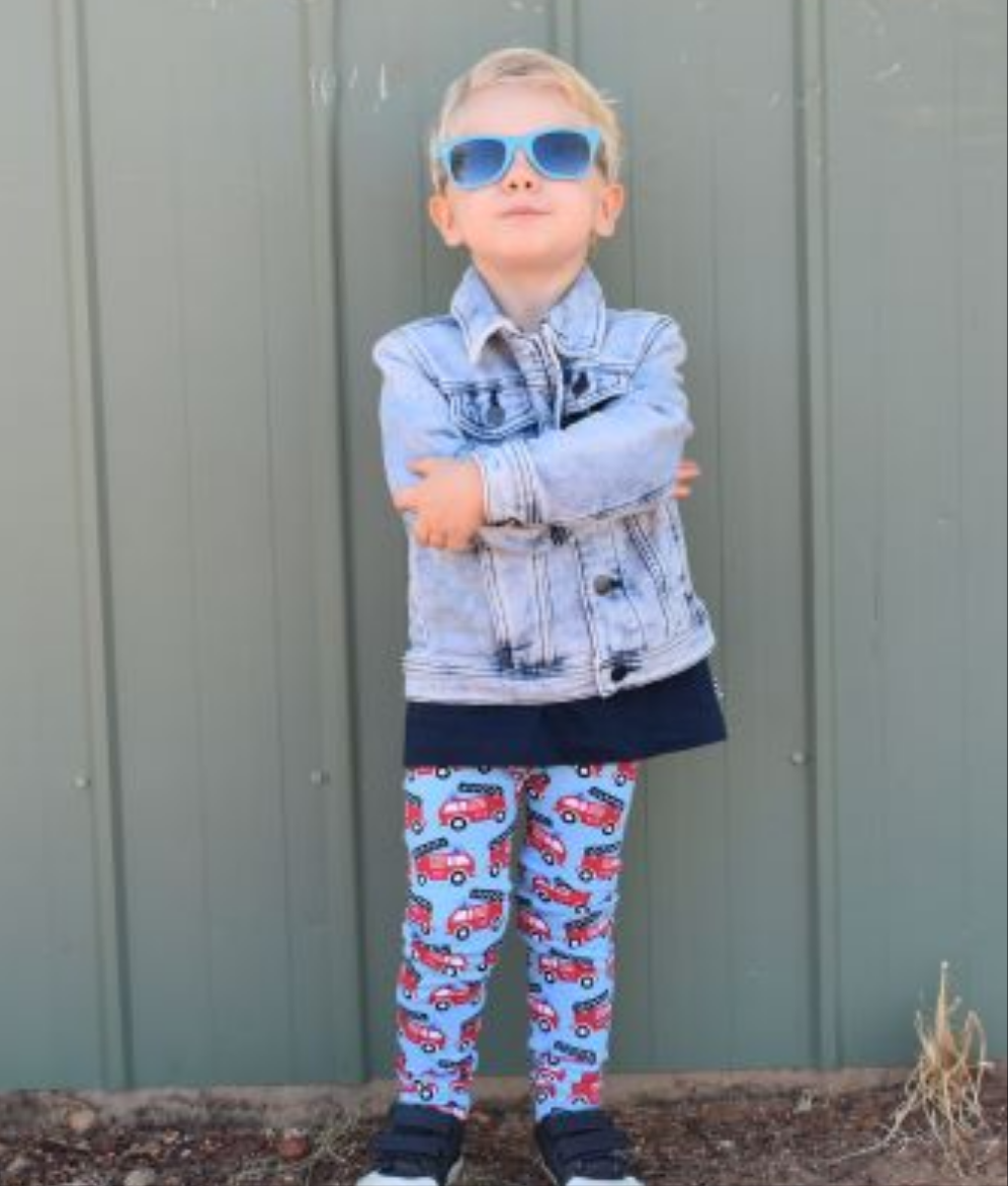 Kids Leggings - Blue Fire Trucks