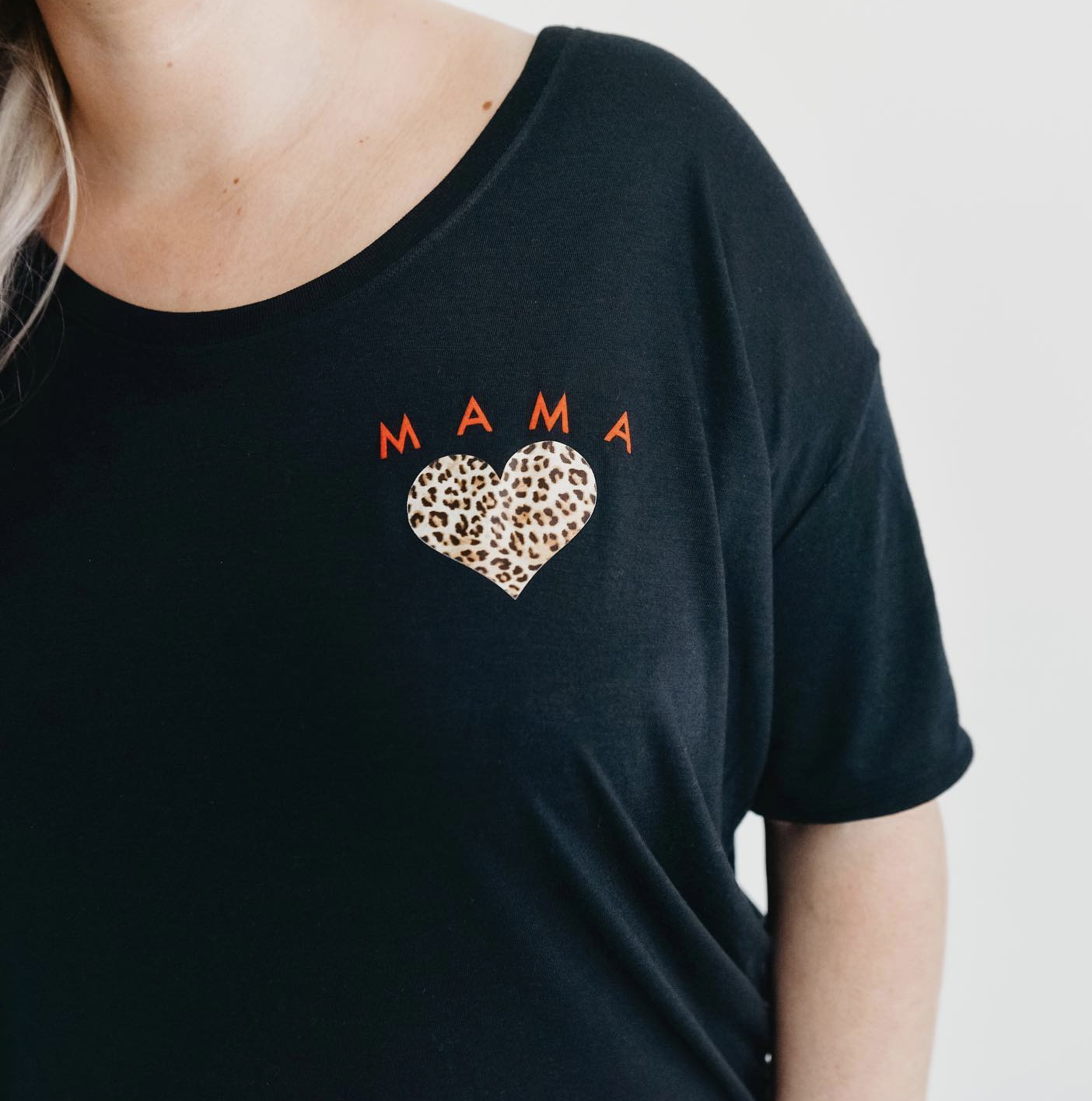 Mama Leopard Heart Oversized Tee | White or Black